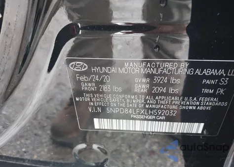 2020 Hyundai Elantra Value Edition from USA, damaged, VIN 5NPD84LFXLH592032